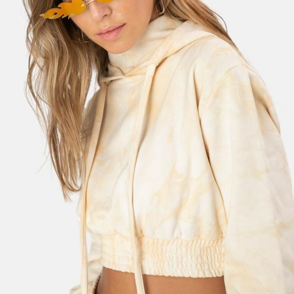 Adika Twinkie Cropped Hoodie Yellow Tie-dye Size Large